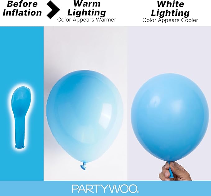 PartyWoo Light Blue Balloons 140pcs Different Sizes Pack of 18 12 10 5 Inch Baby Pastel Blue Balloon Arch Kit for Baby Shower Gender Reveal Graduation Mermaid Birthday Pool Party Decorations Blue-Y20