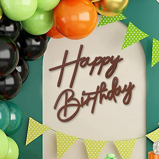 Happy Birthday Sign for Backdrop - Felt Happy Birthday Sign for Balloon Arch Birthday Party Balloon Arch Backdrop Decorations for Birthday Party Baby Shower - Brown