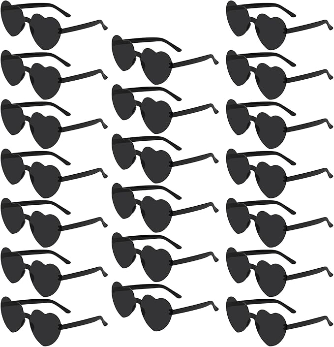 20 Pairs Heart Shaped Sunglasses Bulk, Colorful Rimless Fun Heart Sunglasses for Women Party Favors