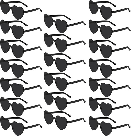 20 Pairs Heart Shaped Sunglasses Bulk, Colorful Rimless Fun Heart Sunglasses for Women Party Favors