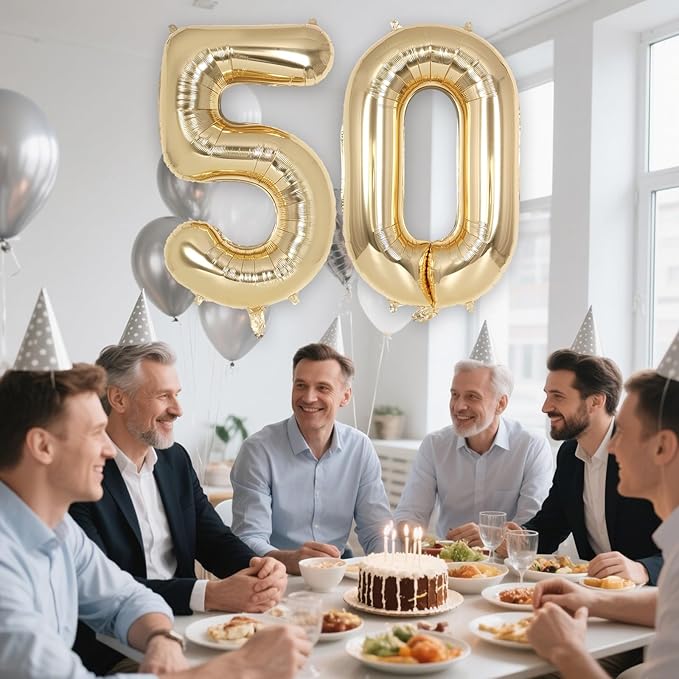 Champagne Gold Large Number 50 Balloon, 40 Inch Light Gold Foil Helium Number Balloons, Giant Mylar Number 50 Balloons for 50 Years Old Birthday Party Anniversary Decorations (Champagne Gold 50)