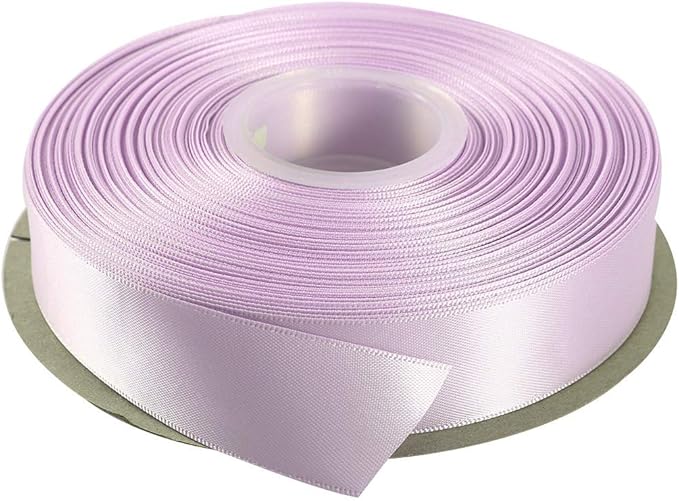 ITIsparkle 1" Inch Double Faced Satin Ribbon 50 Yards-Roll Set for Gift Wrapping Scrap Books Party Favor Hair Braids Baby Shower Decoration Floral Arrangement Craft Supplies, Lilac Mist Ribbon