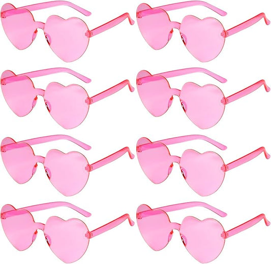 PLULON Heart Sunglasses for Women 5/12/25 Pcs, Heart Glasses Valentine Day Rimless Shaped Candy Color Fun Glasses Party Favor