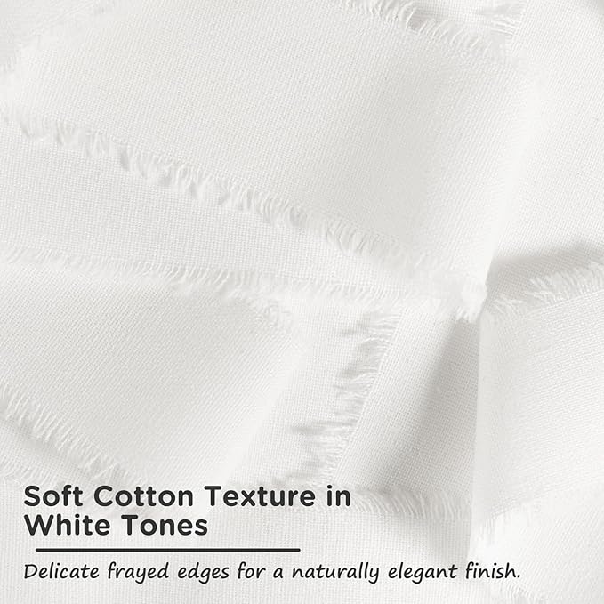 White Cotton Ribbon 1-1/2 Inch White 3 Rolls 21 Yards Frayed Edge Fabric Set for Wedding Invitations, Bridal Bouquet Wrap, Baby Shower, Christening & Gift Wrapping