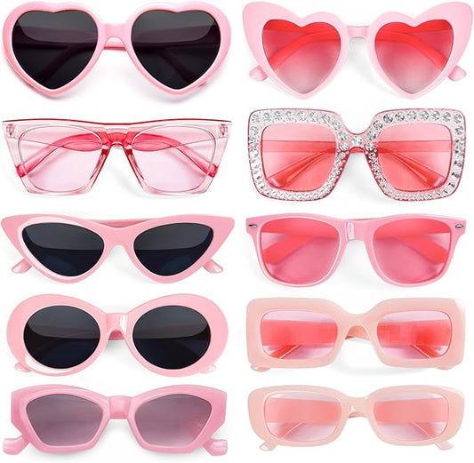 10 Pack Mixed Styles Trendy Retro Sunglasses for Women/Men Party Favors Sungasses Costume Accessories Eyewear Set