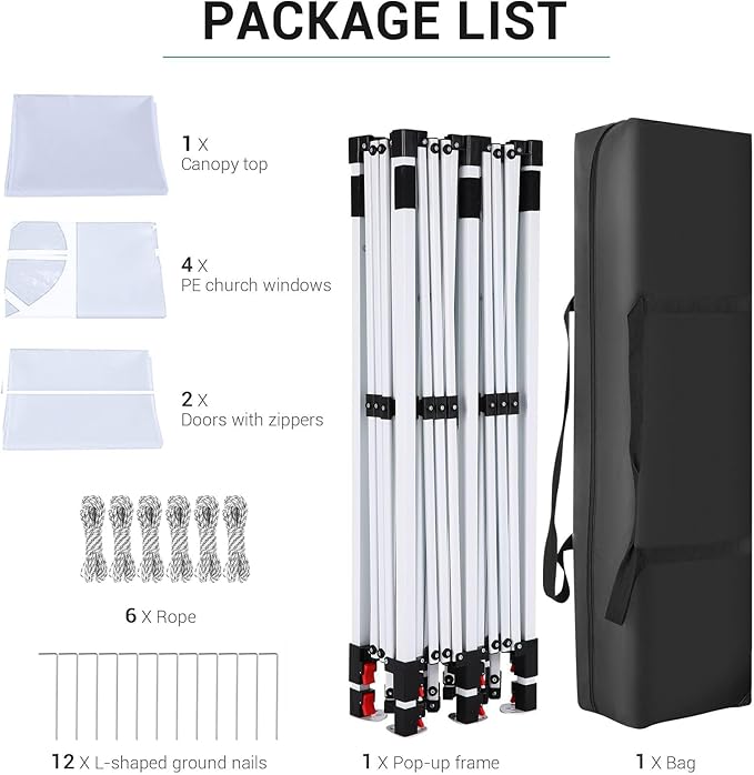 COBIZI 10x20 Pop Up Canopy with 6 Sidewall, Commercial Canopy UPF 50+ Waterproof Outdoor Gazebo with Carry Bag, Tents for Parties with Upgrade Frame, 3 Height Adjustable, Arctic White