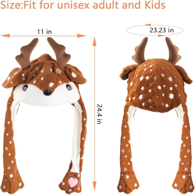 Animal Hat with Funny Plush Moving Ears,Crazy Hats for Kids Holiday Cosplay Easter Dress Up Cute Hat Kids Gift