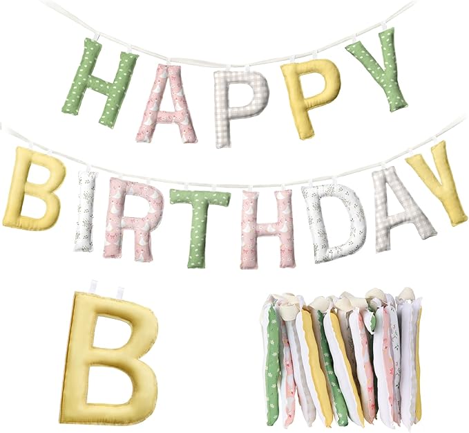 Suncalla Pre-strung Happy Birthday Banner Sign Reusable Felt Happy Birthday Garland Hanging Decorations Party Bunting Garland for Party Decor Photo Prop Home Backdrop (Silly Goose)