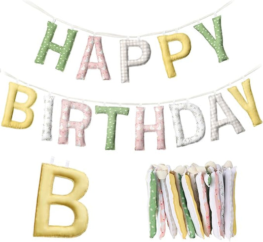 Suncalla Pre-strung Happy Birthday Banner Sign Reusable Felt Happy Birthday Garland Hanging Decorations Party Bunting Garland for Party Decor Photo Prop Home Backdrop (Silly Goose)