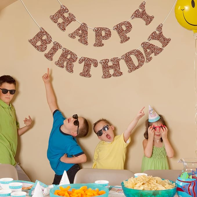 Brown Happy Birthday Banner Birthday Party Decorations Happy Birthday Banner Bunting Garland Sign for Kids Boys Girls Adults Birthday Baby Shower Celebration Party Backdrops Supplies
