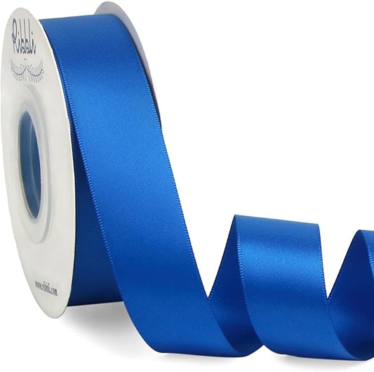 Ribbli Royal Blue Double Faced Satin Ribbon,1” x Continuous 25 Yards,Use for Bows Bouquet,Gift Wrapping,Baby Shower,Floral Arrangement