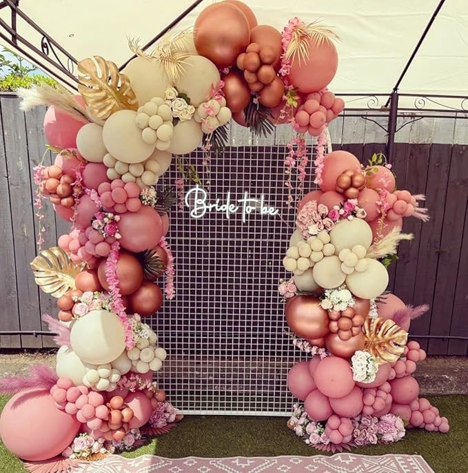 Dagelar Dusty Pink Boho Blush Balloons, Metallic Rose Gold Retro Pink Ivory White Balloon, Nude Cream White Balloon and Confetti Balloons for Bridal Baby Shower Girls Birthday Wedding Decor Supply