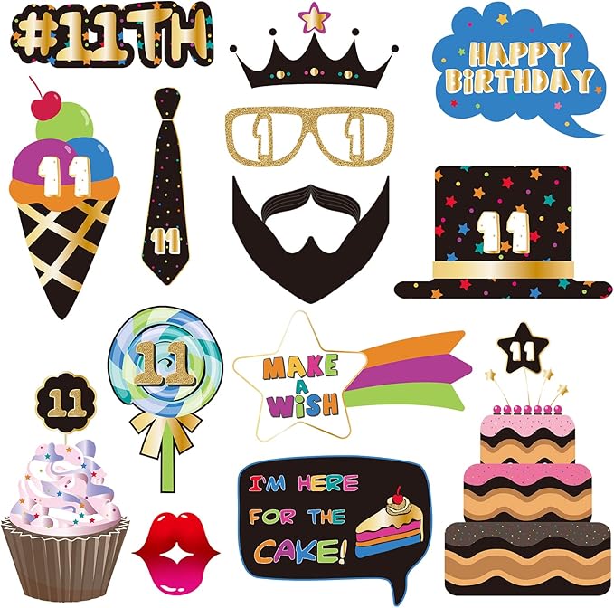 BRT Bearingshui 11th Photo Booth Props, Birthday Party Accessories, Signs, Decorations & Favors