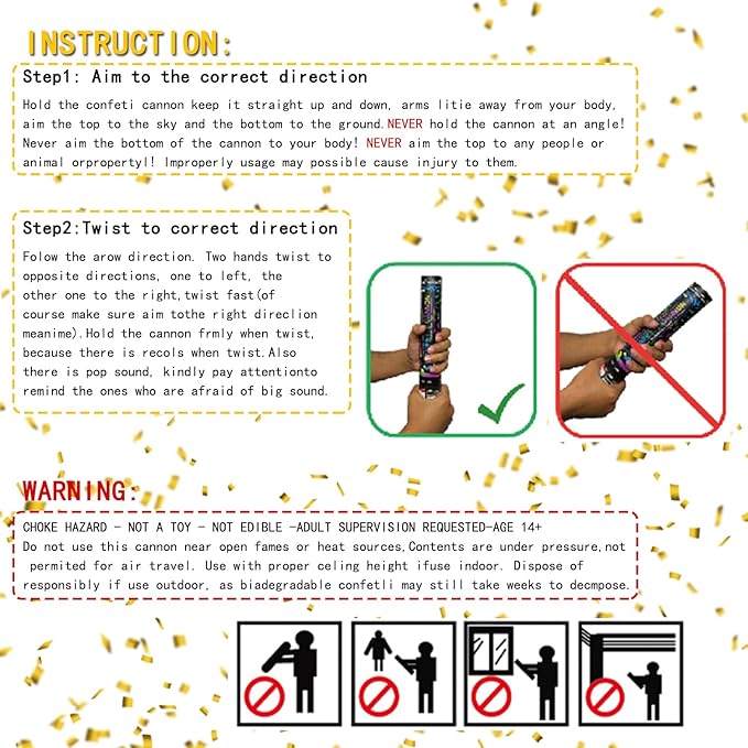 12" Black and Gold Confetti for Birthday Graduation Wedding New Year Celebrations - Easy to Use, Biodegradable Confetti - Pack of 4