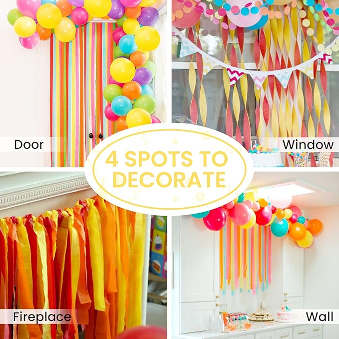 PartyWoo Pastel Crepe Paper Streamers 8pcs 656ft Pack of Pastel Rainbow Colorful Crepe Paper Streamers for Graduation Baby Shower Unicorn Easter Safari Spring Rainbow Theme Birthday Party Decorations