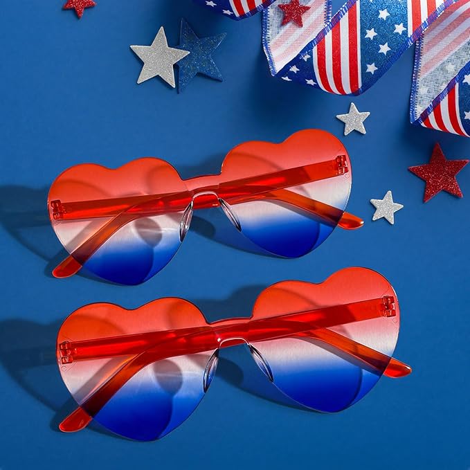 14/42 Pack Heart Sunglasses for Women, Fun Cute Rimless Transparent Candy Color Heart Glasses Party Favors