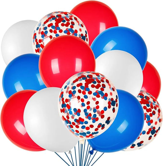 JOYYPOP 80Pcs Red White and Blue Latex Balloons with Confetti Balloons for 4th of July Decorations Independence Day Patriotic Anniversary