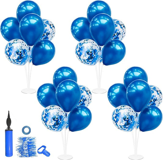 ZJDHPTY Blue Party Decorations,4 Set Reusable Balloon Stand with Pump and Blue Balloons for Boy Men Birthday Father's Day Retirement Anniversary New Year Graduation Decorations 2026