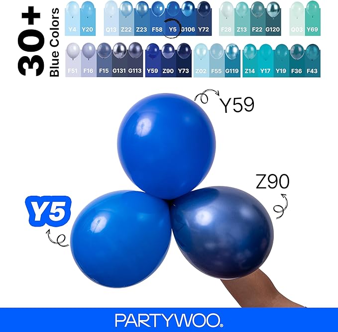 PartyWoo Royal Blue Balloons 152pcs Different Sizes Pack of 18 12 10 5 Inch Dark Blue Balloon Arch Kit for Baby Shower Gender Reveal Graduation Under The Sea Birthday Party Decorations Blue-Y5