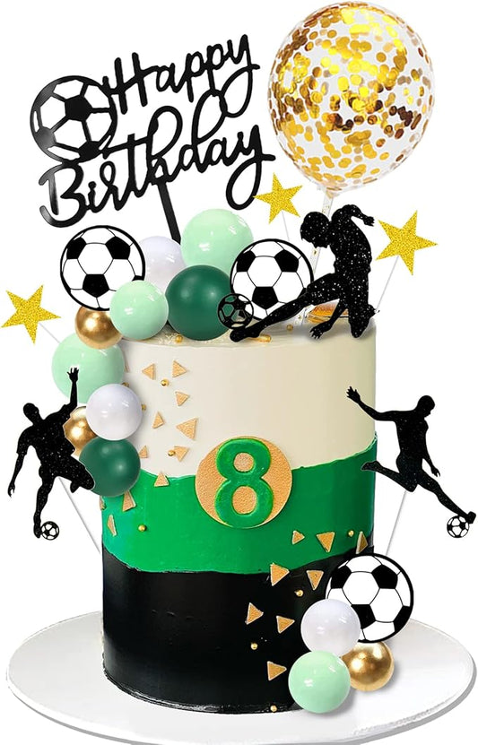 32 PCS Soccer Cake Topper Decorations Soccer Ball Player Cake Decorations for Football Theme Birthday Supplies (Soccer)