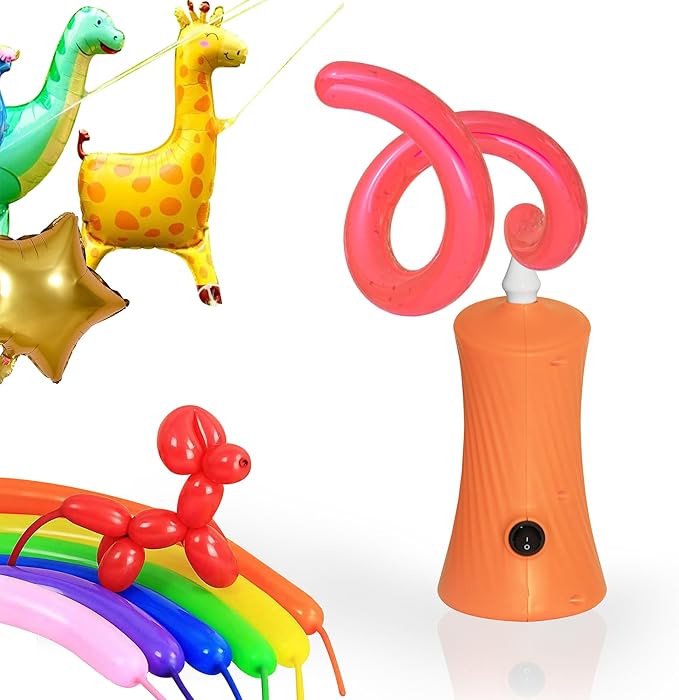 Voircoloria 260 Balloon Pump Electric, Portable Automatic Dual Nozzle Inflator with Tying Tools for Long Animal Balloons Birthday Gender Reveal Baby Shower Balloons Party Decorations