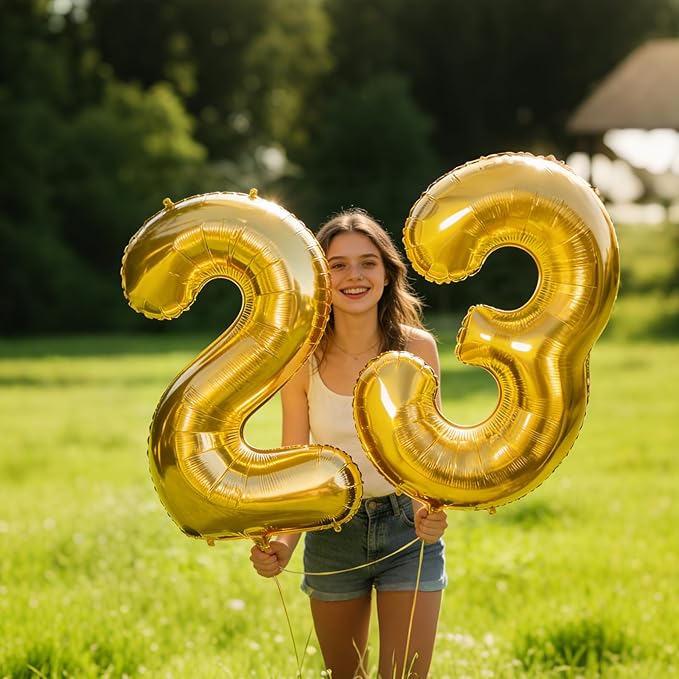 40 inch Number Balloon 0-9 Gold Large Number 22 Balloons,Digital Balloons for Birthday Party Celebration Decorations Supplies, Helium Foil Number Balloons for Wedding Anniversary