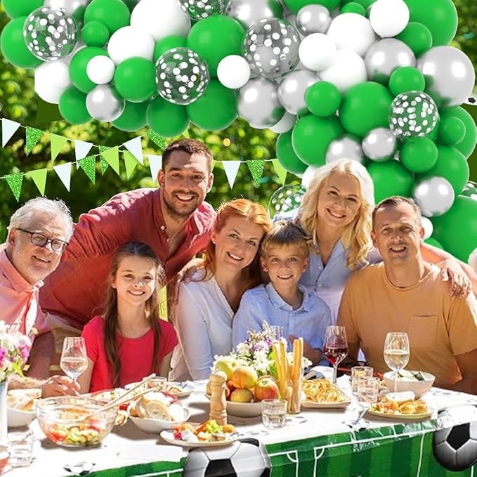 Green White Silver Balloon Arch Garland Kit - 122PCS Green White Balloons Metallic Silver Balloons St. Patrick's Balloons for Green Birthday Baby Shower Wedding Retirement Graduation Party Decorations