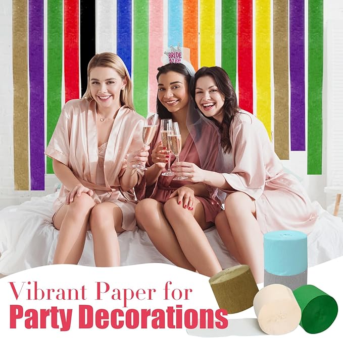 TANEMUDO 75 Roll 6150 ft Crepe Paper Streamer Roll for Party Decoration, Flower Making, Rainbow Streamer Crepe Paper Rolls for Birthday and Wedding (25 Colors)