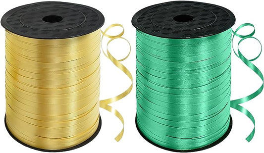 TONIFUL 500 Yards Curling Ribbon-Balloon Ribbon-Balloon String for Art&Craft Decor,Gift Wrapping,Ribbons and Bows for Christmas New Year Birthday Gifts Graduation Supplies (Green Gold)