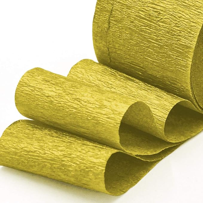 8 Rolls Gold Crepe Paper Streamers, Wedding Birthday Baby Shower New Year Party Decoration, Graduation, Christmas, Rainbow DIY Supplies, Living Room Bedroom Decor