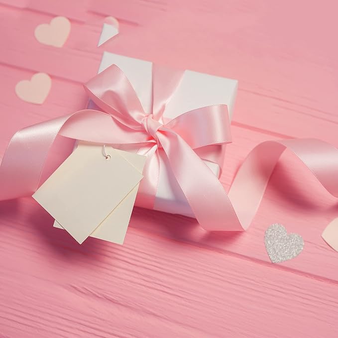LIUYAXI Pink Double Face Satin Ribbon 1-1/2 Inch x 6 Rolls Total 60 Yards- White Pink Ribbon for Gift Wrapping, Crafts, Flower Bouquets, Hair Bows, Wedding,Valentine's Day