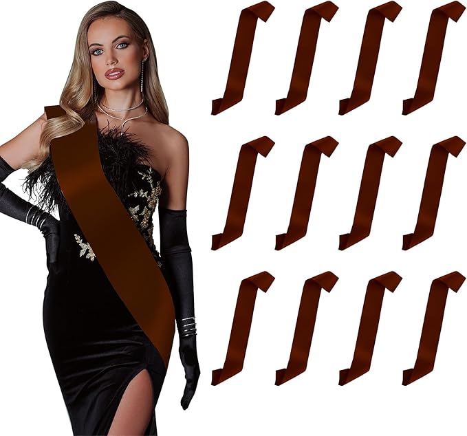 12pcs Brown Sashes for Badges, Scout Senior Pirate Custom Sash - Engraving Wedding Party Favors & DIY Party Supplies