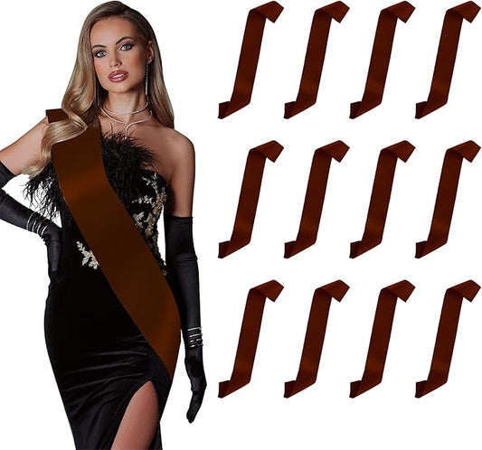 12pcs Brown Sashes for Badges, Scout Senior Pirate Custom Sash - Engraving Wedding Party Favors & DIY Party Supplies