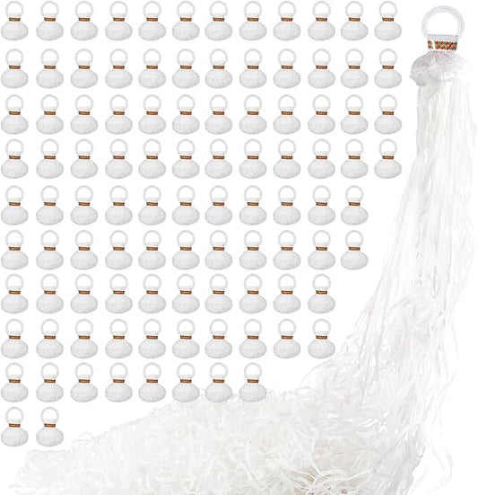 100pack No Mess Streamers,Romantic White Confetti Poppers for Wedding Toss,Hand Throw Party Poppers For Engagement Birthday Party,Graduation,Christmas,New year Celebrations(White,100pcs)