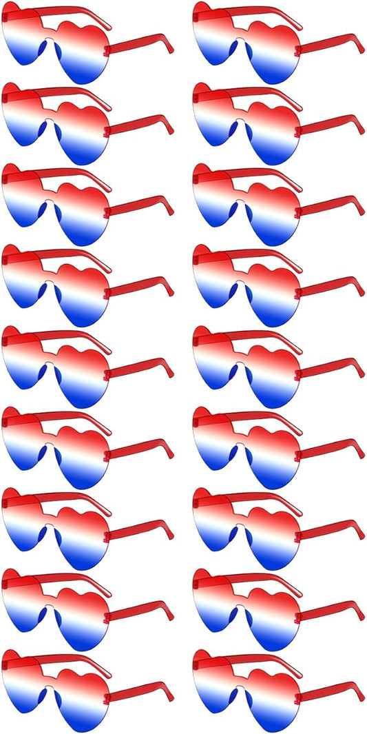 SUNOVELTIES 18 Heart Shape Rimless Sunglasses Transparent Candy Color Party Glasses Colored Eyewear for Women
