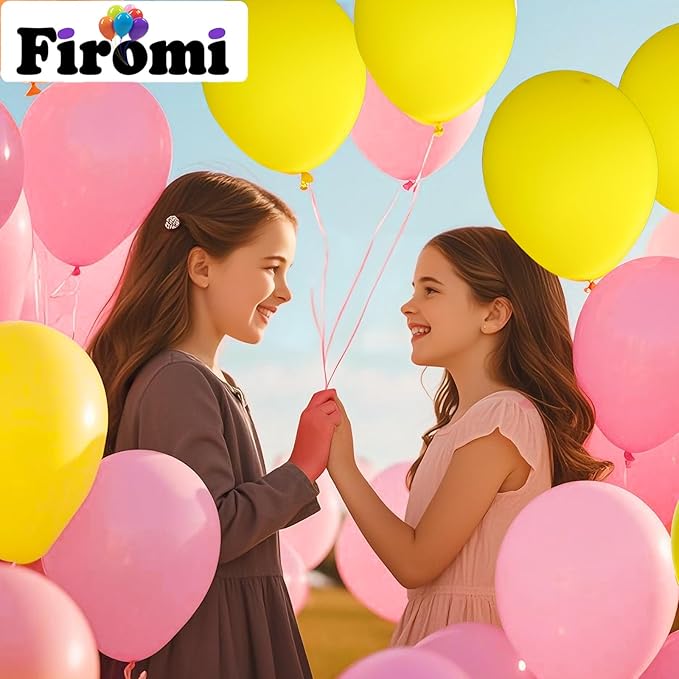 Firomi Yellow Balloons 12-inch 100 Pack Big Helium Round Matte Yellow Latex Balloon for Wedding Birthday Party (with 3 Ribbons)