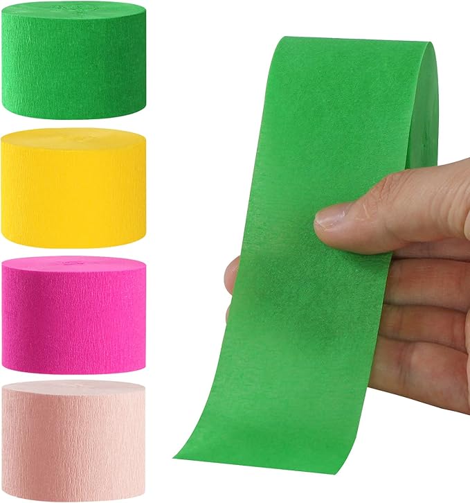 Hawaiian-Themed Pool Party-Decorations Streamers - 8 Rolls Tropical Jungle Aloha Birthday Supplies Bachelorette Crepe Tissue Paper Banners,Summer Beach Baby Shower Backdrop Garland Decor Panduola