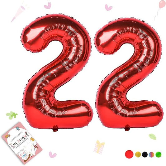 40 inch Number Balloon 0-9 Red Large Number 22 Balloons,Digital Balloons for Birthday Party Celebration Decorations Supplies, Helium Foil Number Balloons for Wedding Anniversary
