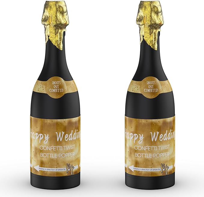 POPUPARTY Champagne Bottle Party gold confetti Popper - 15.3'' (2 Pcs.) - for Birthday,Graduation, Celebration, Wedding, New Year, Party Decoration