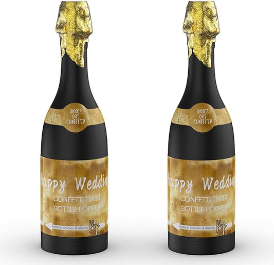 POPUPARTY Champagne Bottle Party gold confetti Popper - 15.3'' (2 Pcs.) - for Birthday,Graduation, Celebration, Wedding, New Year, Party Decoration