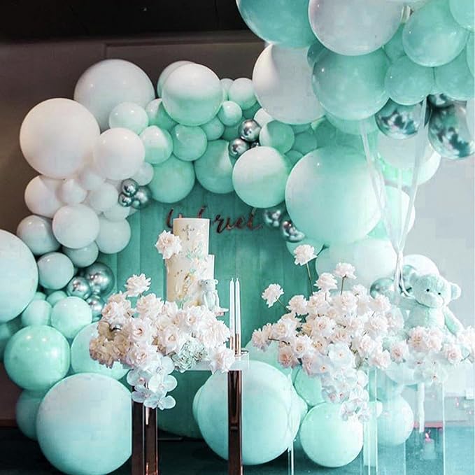 PartyWoo Teal Balloons 50 pcs 5 Inch Small Mini Pastel Teal Turquoise Peppermint Mint Balloons for Graduation Gender Reveal Baby Shower Wedding Anniversary Birthday Party Decorations Mint-Q03