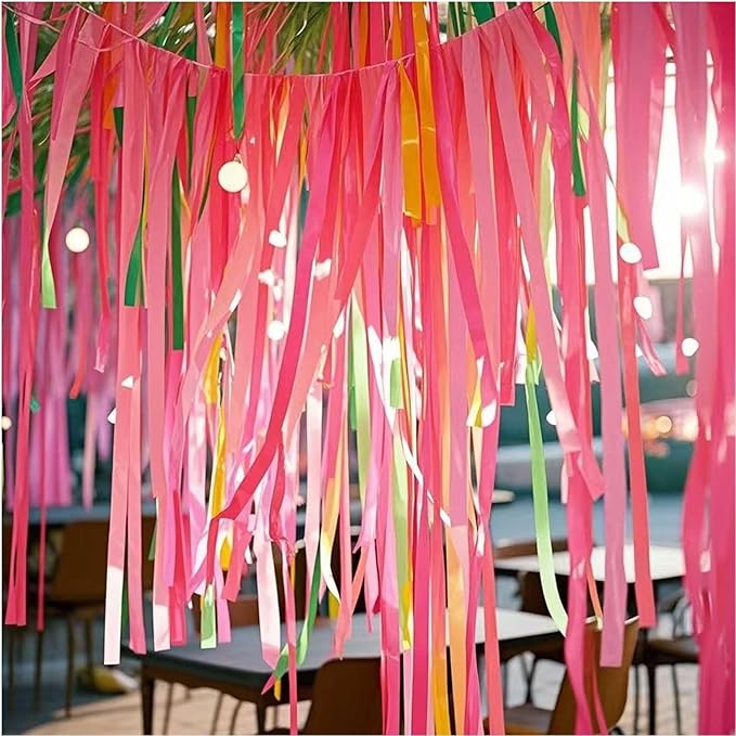 Pink Crepe Paper 6 Pcs Streamers for Party Decorations, Birthday Wedding DIY Crafts, Gift Wrapping Supplies