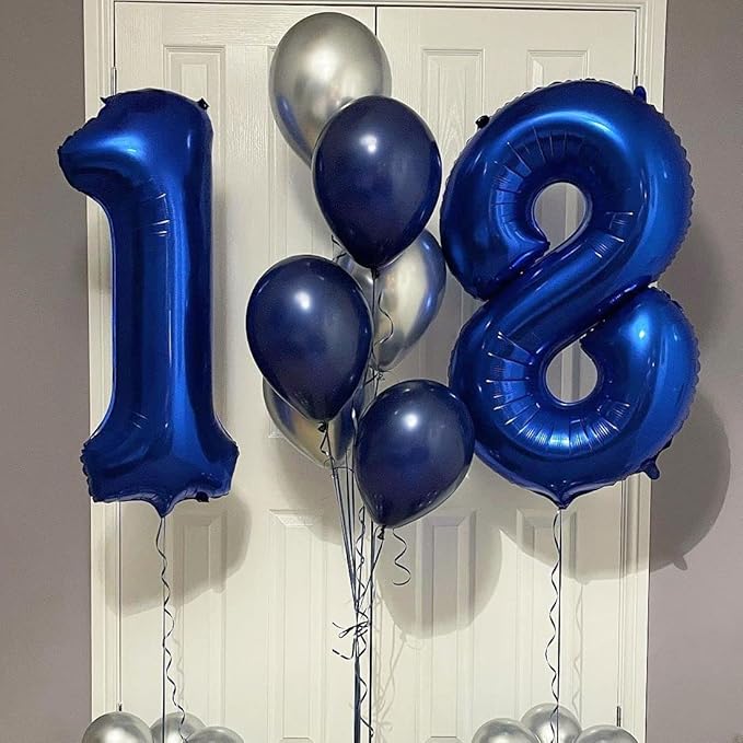 40 Inch Navy Blue 18 Number Balloons Giant 18 Balloons Navy Blue Birthday 18 Balloons 18th Birthday Anniversary Party Decorations Supplies