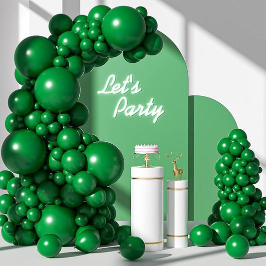 FOTIOMRG 110pcs Dark Green Balloon Garland Arch Kit, 18 12 10 5 inch Dark Green Latex Balloons Different Sizes Pack for Birthday Graduation Baby Shower Jungle Christmas Party Decorations