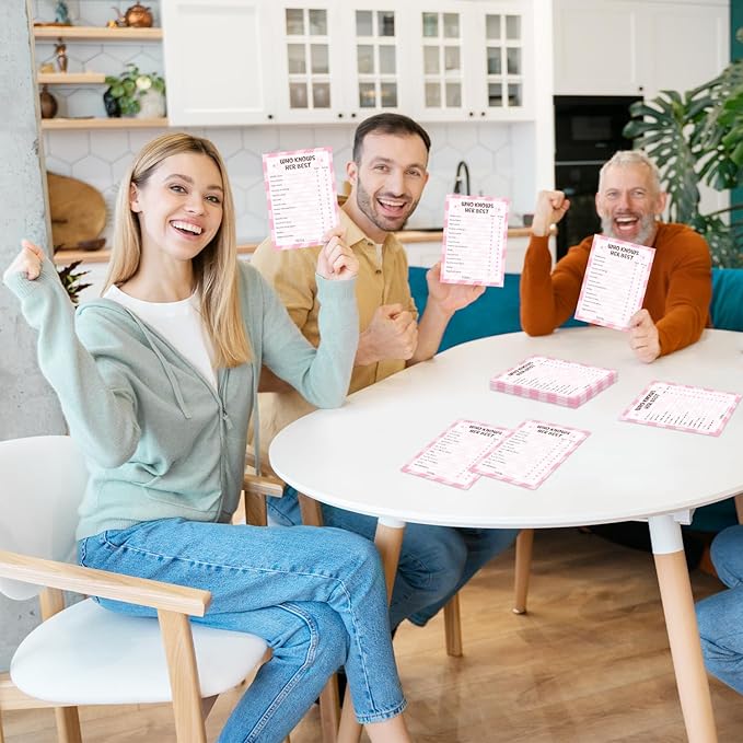 Who Know Her Best Birthday Party Games Cards for Birthday Sleepover Slumber Party Pink Sweet Party Favors & Supplies Activity for Women Set of 20 - YY025
