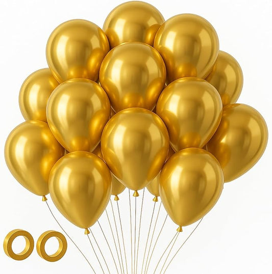 Voircoloria 105pcs Metallic Gold Balloons 12inch Party Latex Balloons for Birthday Graduation Baby Shower Wedding Anniversary New Year Party Decorations