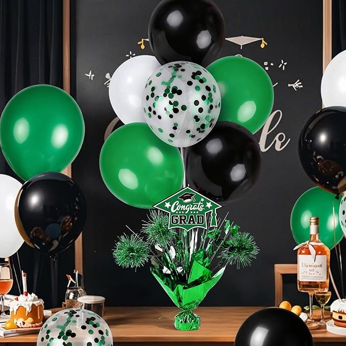4 PCS Graduation Centerpieces for Tables Balloons Stand Holder Kit College Graduation Decorations 2026 Metallic Glitter Foil Balloon for Graduation Party Decorations Prom Send off Party Decor