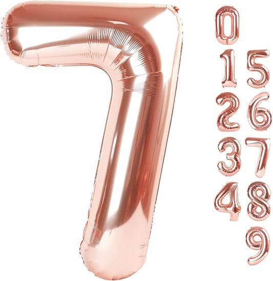 40 Inch Number 7 Balloon, 6 7 Birthday Decorations, Rose Gold Seven Birthday Decor, 7 17 27 70 Year Old Balloon Number for Engagement, Wedding, Graduations