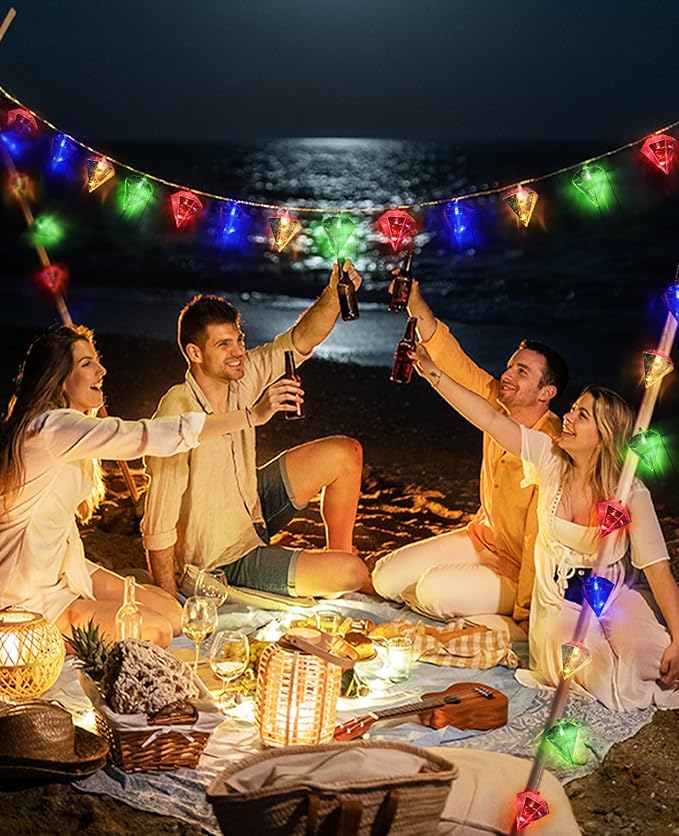 AceList Iridescent Big Diamond String Lights 10Ft 20 LED Fairy Light, Holographic Decor for Engagement Party Decorations Wedding Proposal Bachelorette Christmas Birthday (Color)