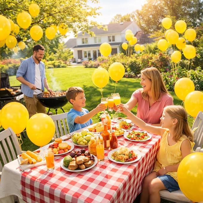 Yellow Balloons 100 Pack, Latex Party Balloons, 12 Inch Round Helium Yellow Balloons Birthday Baby Shower Graduation Sunflower Lemon Bee Hawaiian Theme Party Decorations